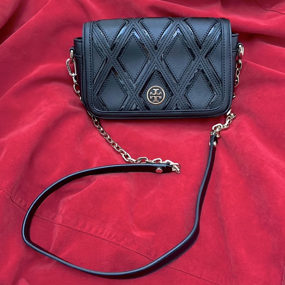 Euc Tory Burch Robinson Patchwork Mini-Chain Stra… - image 1